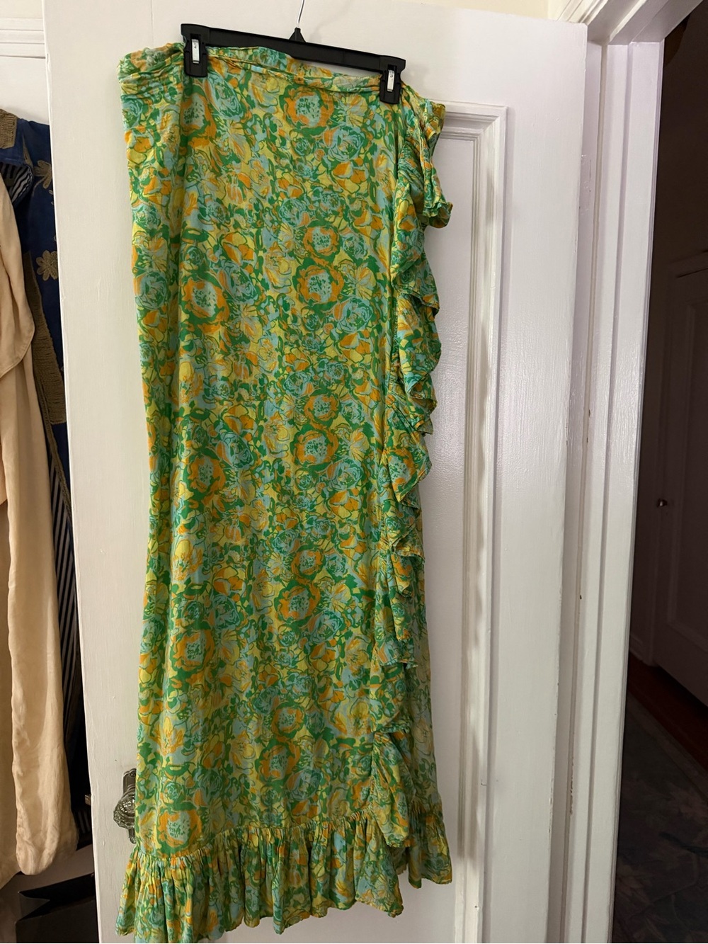 Coniglio Palm Beach “SET” Floral Cotton Gauze Ruffle Pareo Dress in Lime Green💚 - Picture 3 of 12